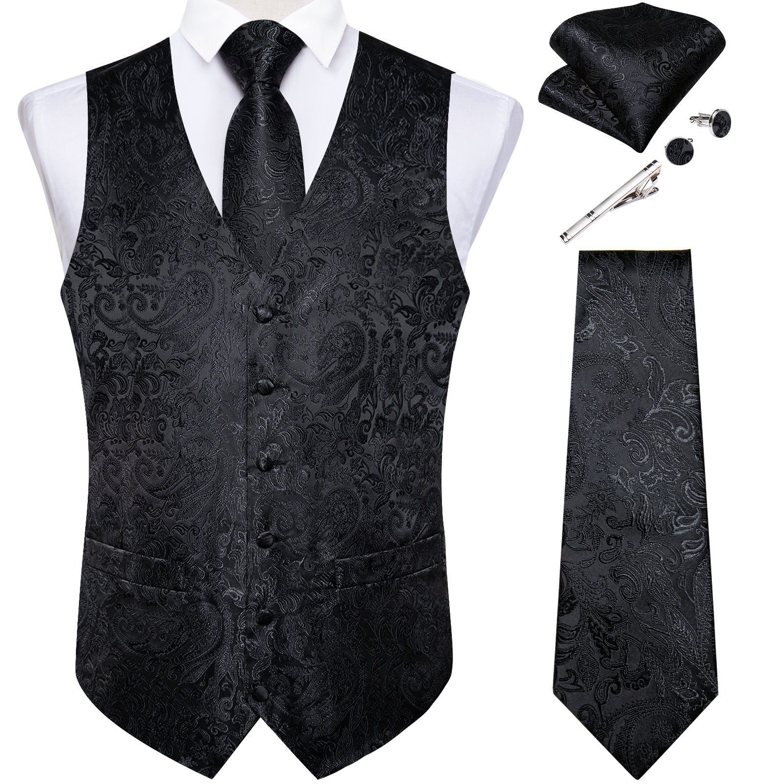Men'S Grooming Room - Suit Vest for Men Black Solid