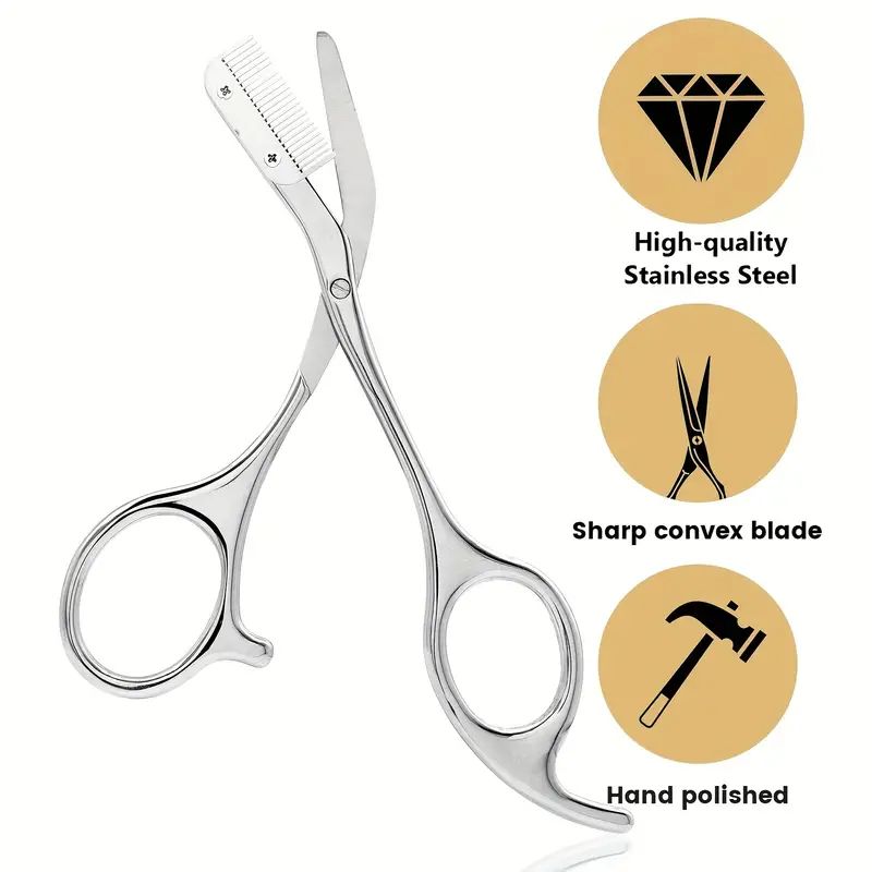 Men'S Grooming Makeup - Stainless Steel Eyebrow Trimmer Scissors &