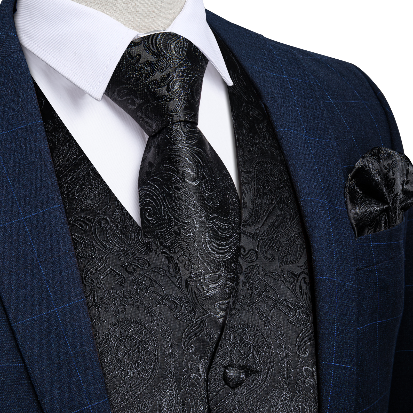 Suit Vest for Men Black Solid  - Men'S Grooming Room recension och pris
