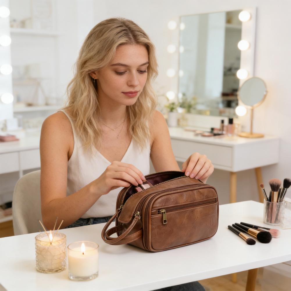 Travel Makeup Bag Faux Leather - Men'S Grooming Makeup recension och pris
