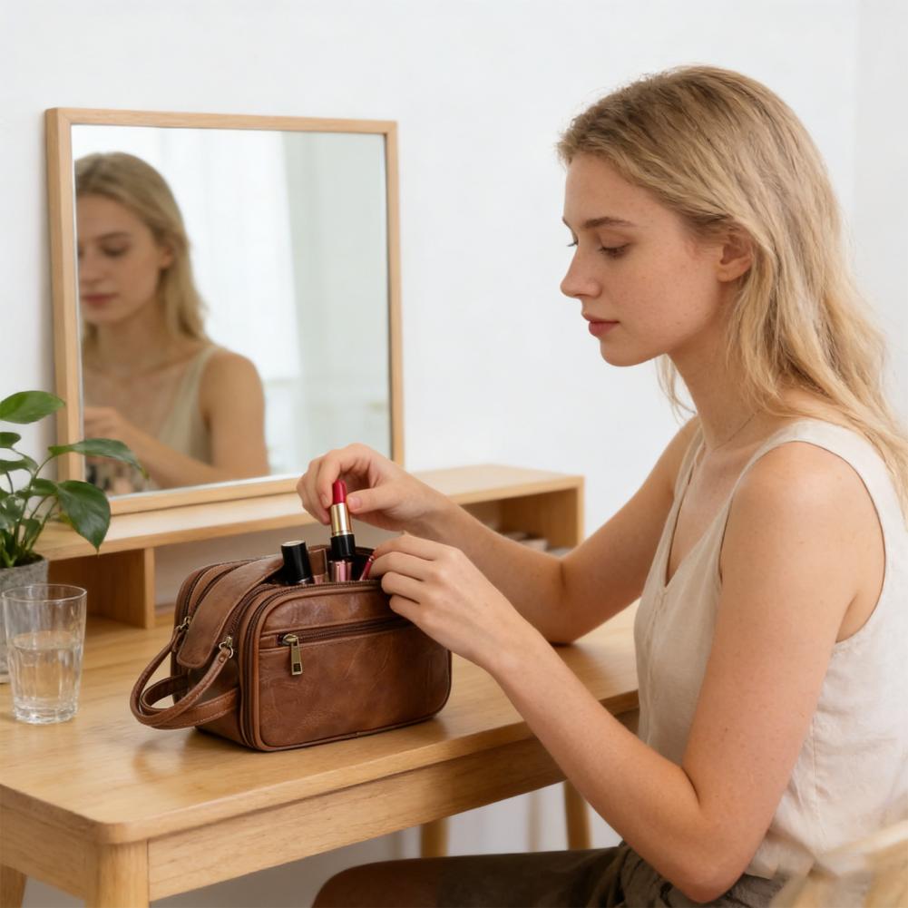 Travel Makeup Bag Faux Leather - Men'S Grooming Makeup recension och pris
