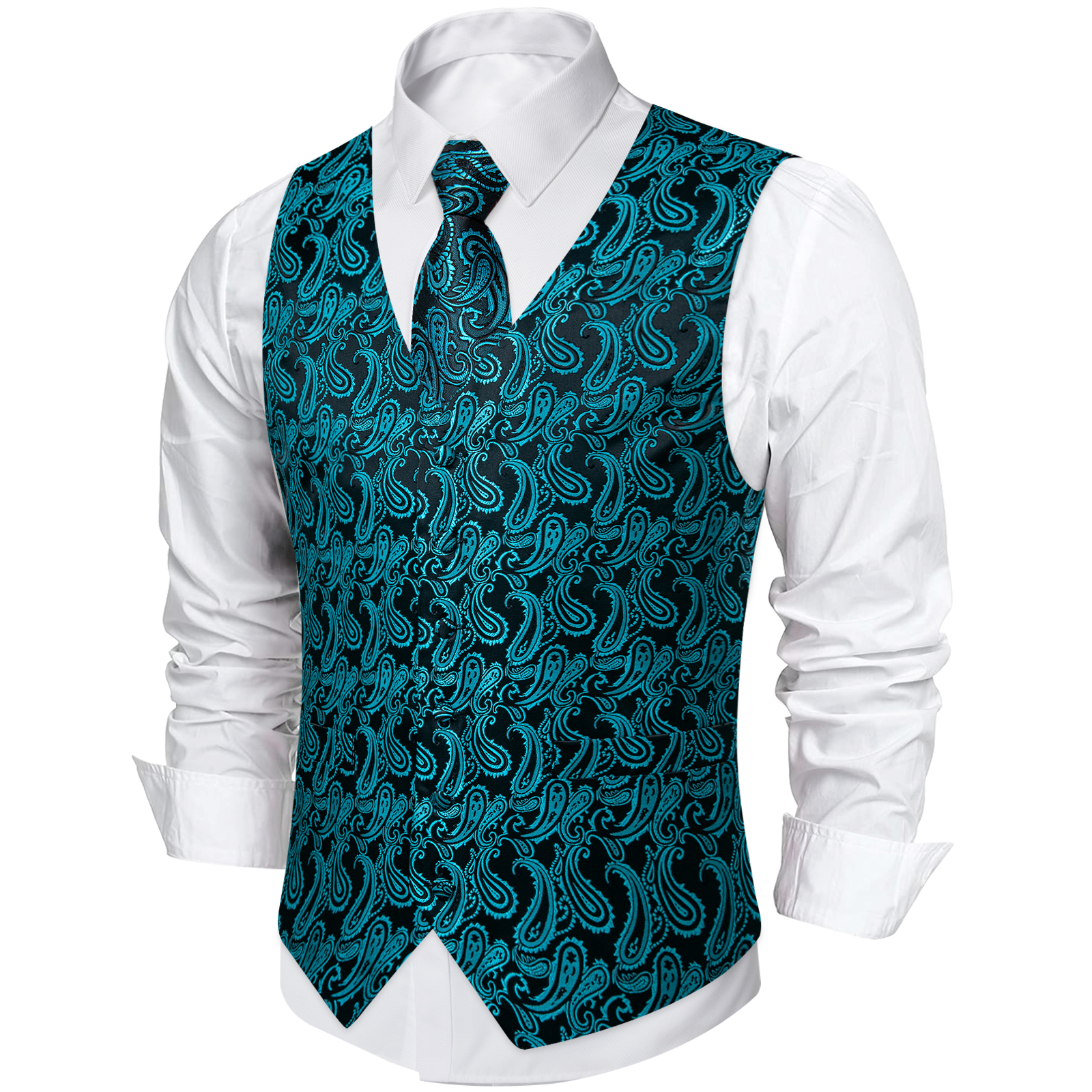 Teal Blue Paisley Suit Vest fo - Men'S Grooming Room recension och pris
