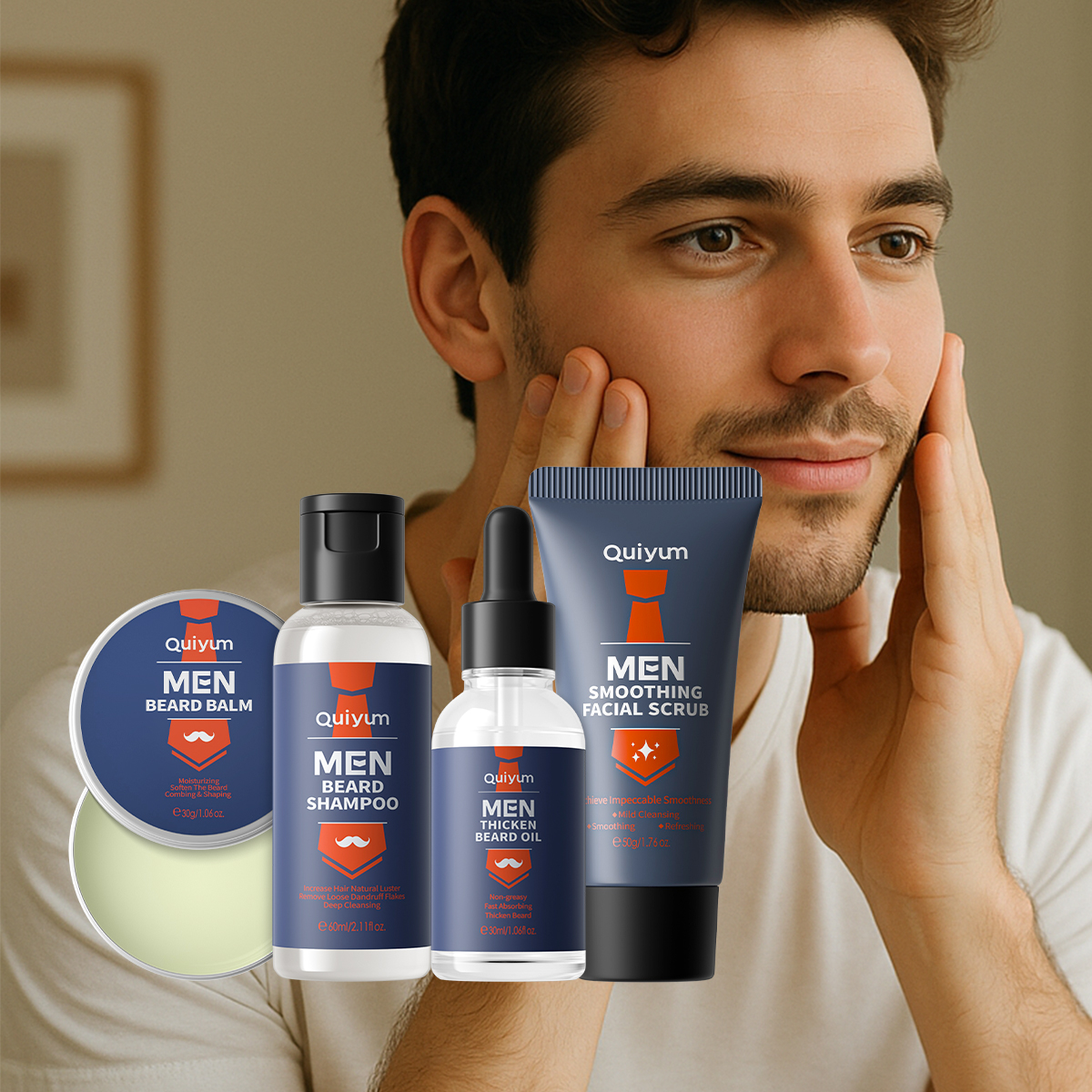QUIYUM 4Pcs Men Beard & Facial - Men'S Grooming Room recension och pris