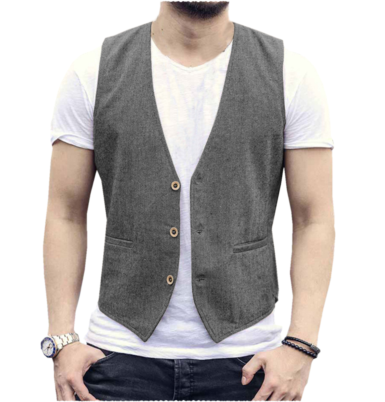 Linen Men Vest Wedding Groom S - Men'S Grooming Room recension och pris