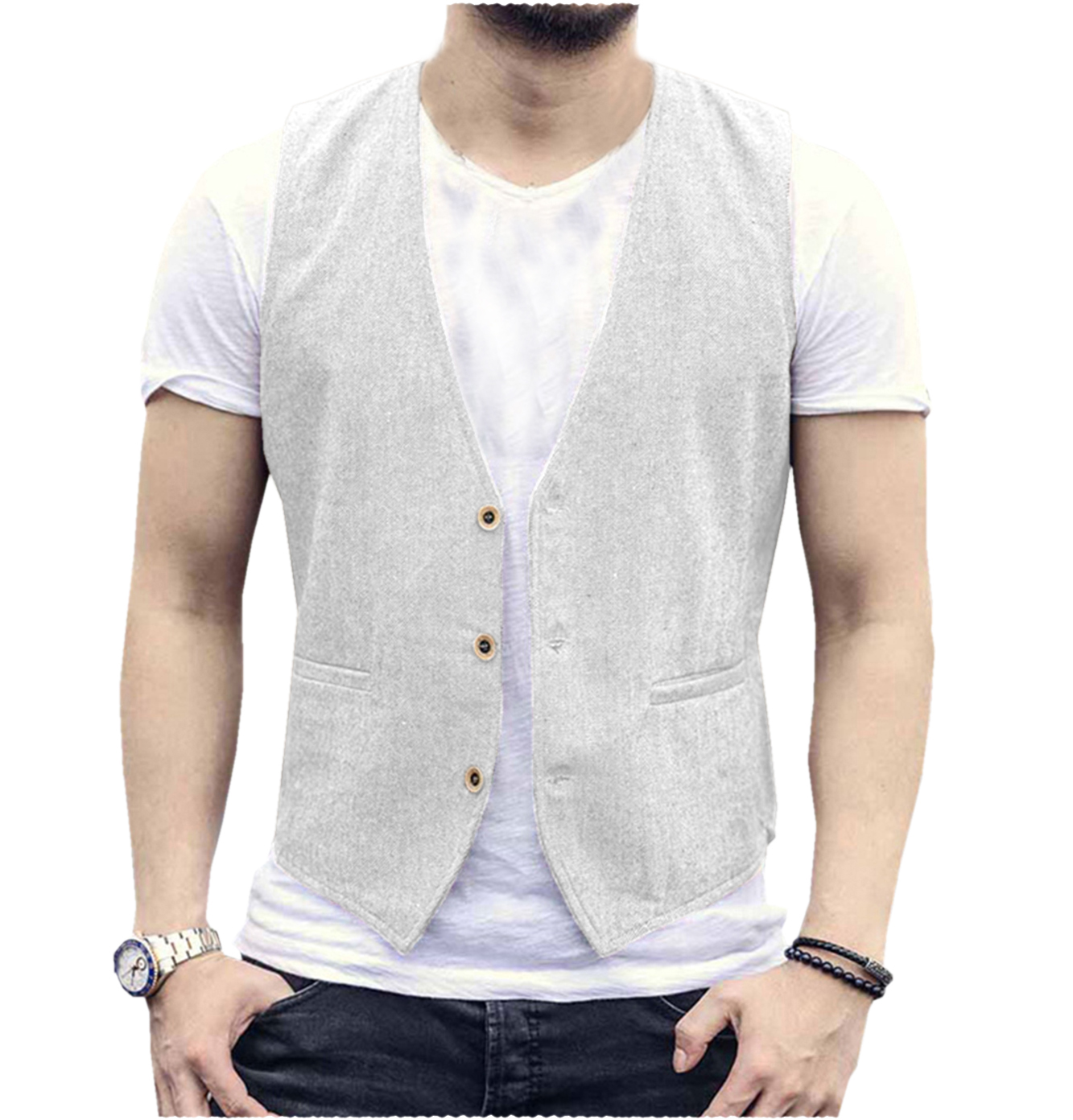Linen Men Vest Wedding Groom S - Men'S Grooming Room recension och pris