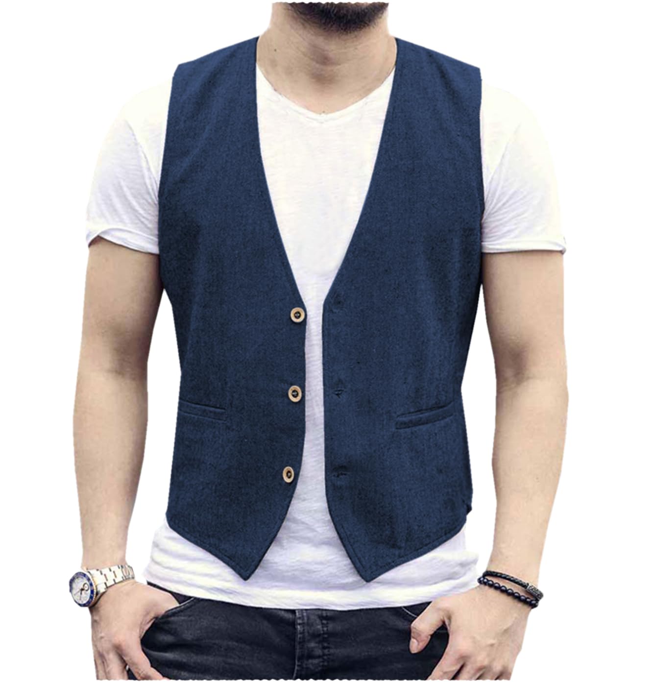Linen Men Vest Wedding Groom S - Men'S Grooming Room recension och pris